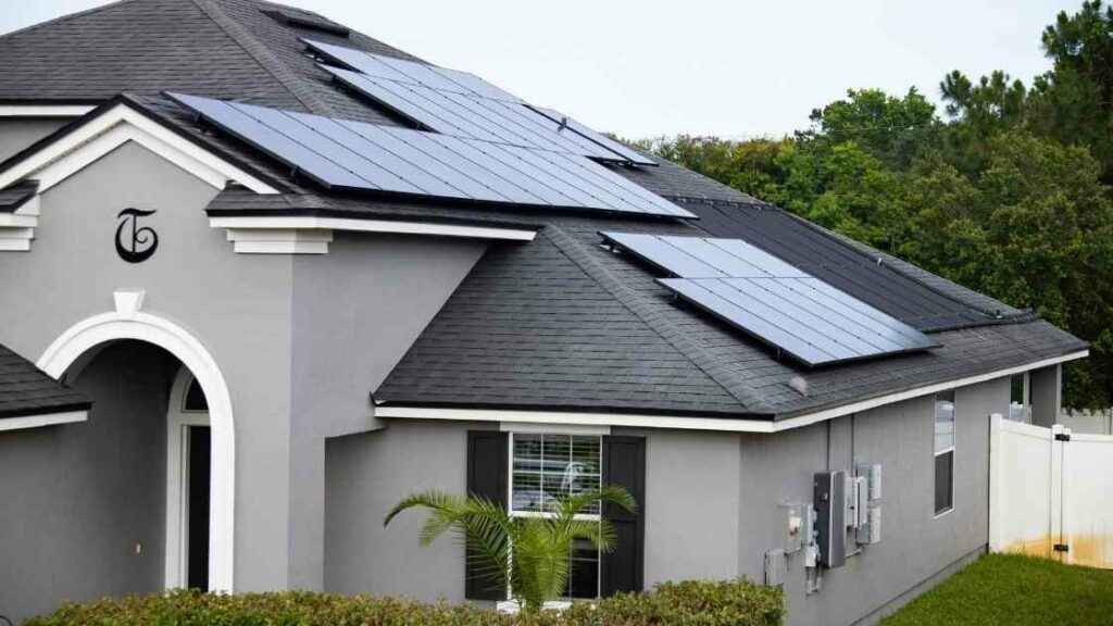 new rooftop solar panels on roof of st augustine florida home