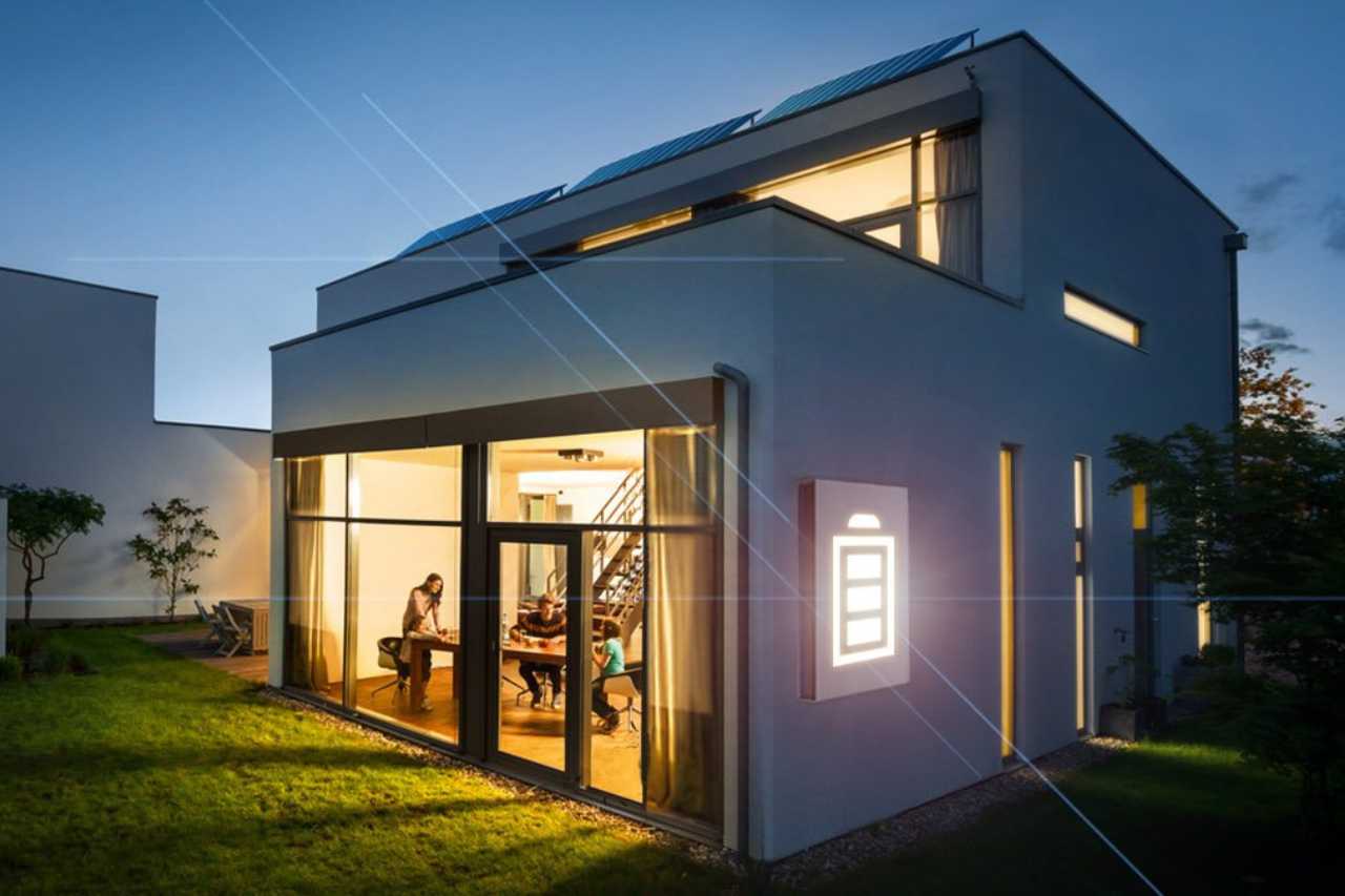 home with solar battery and solar panels