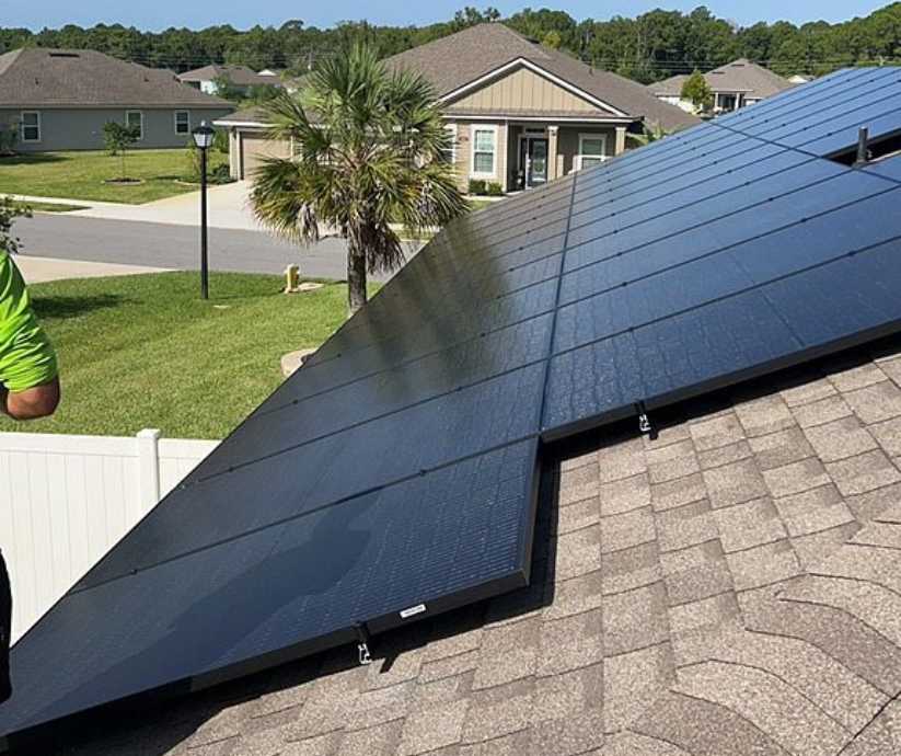 aerial view of solar panel installation in St. Augustine