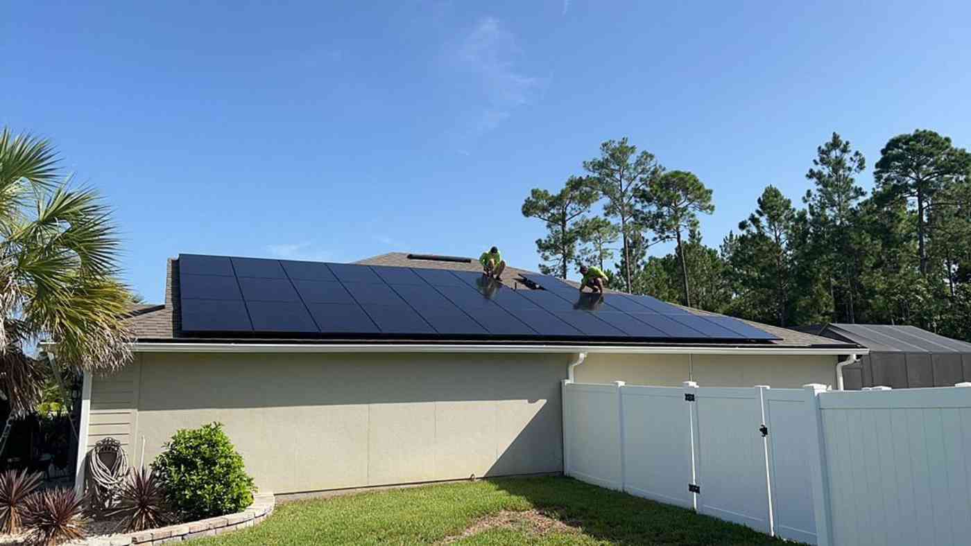 home solar panel installation in St. Augustine, Florida on residential home