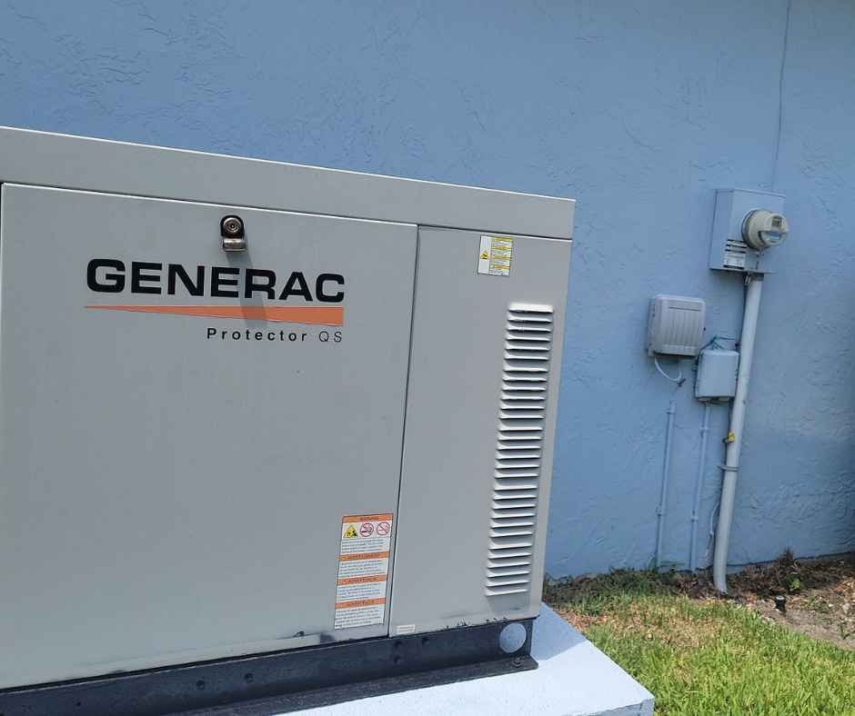 outside of home showing home generator connected to energy meter and solar power