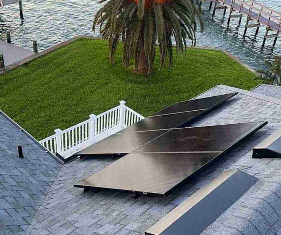 home solar panels on shingle roof of solar panel installation in Vilano Beach