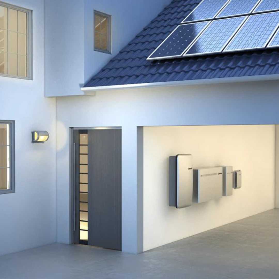 residential home with solar battery backup in garage to be used during grid failure or outage